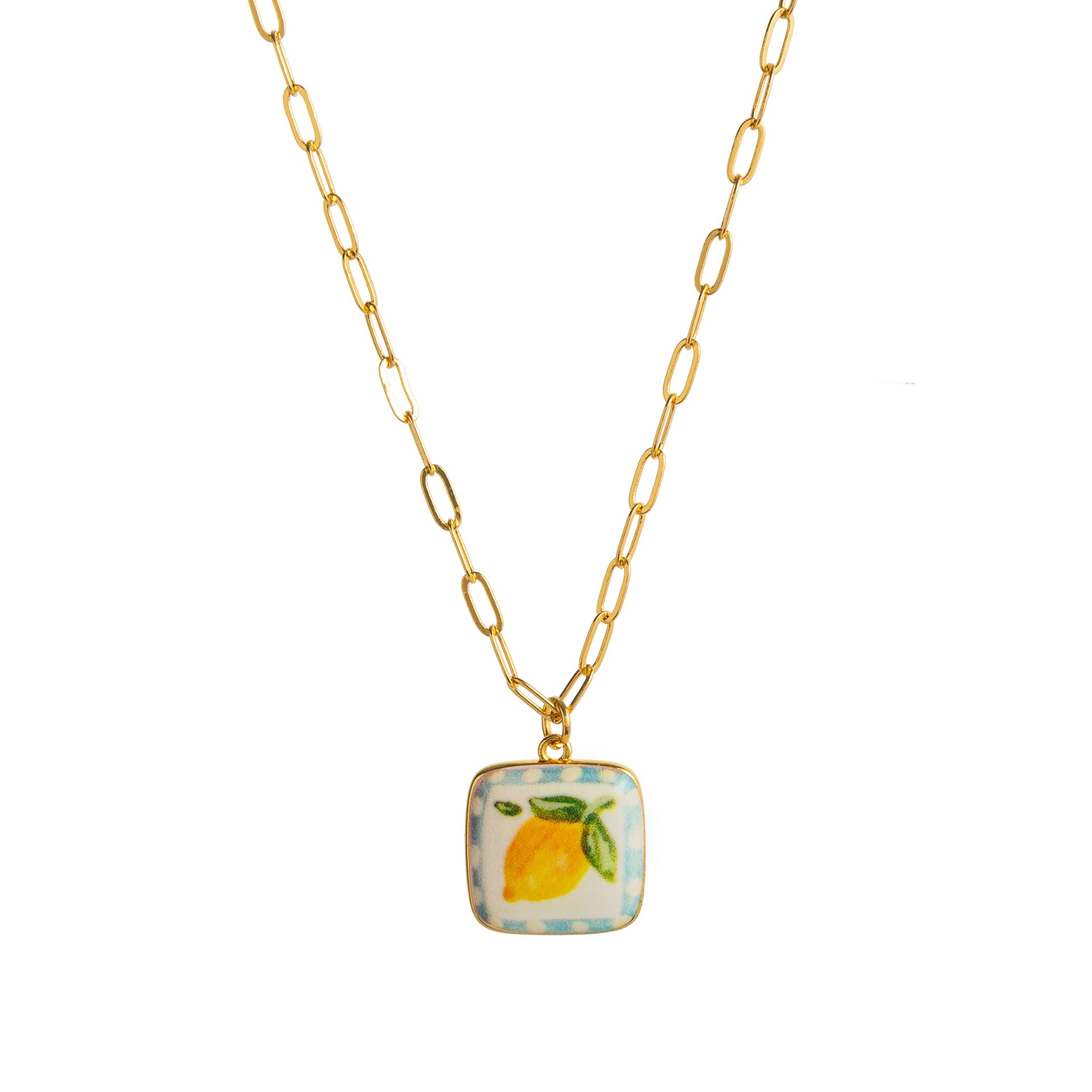 Wholesale Fresh Plant Series Necklace Titanium Steel Diy Lemon Strawberry Bow Pendant Necklace Clavicle Chain